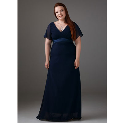 Длинное благородное синее платье большого размера напрокат