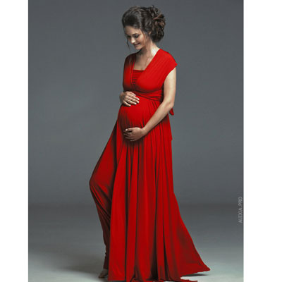 Красное платье-трансформер напрокат для беременных моделей